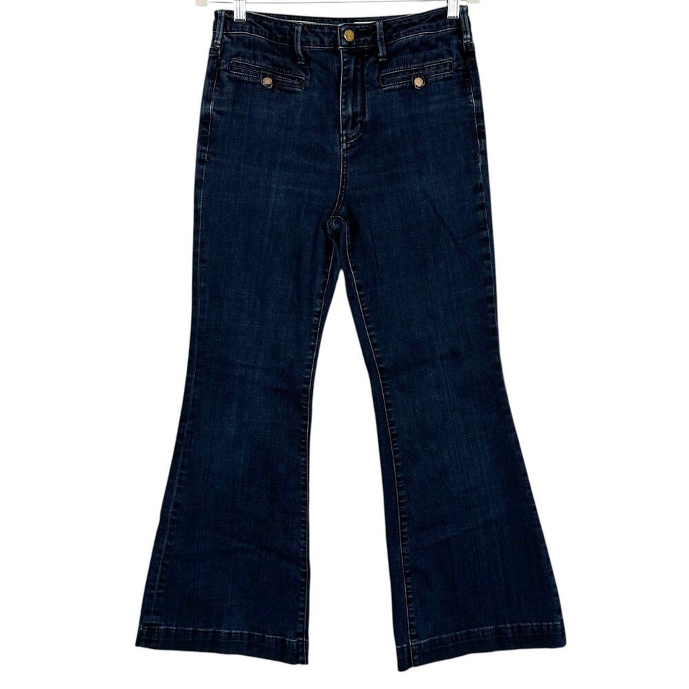 Pilcro and the Letterpress Anthropologie Dark Wash Denim Stretch Flare Jeans 30